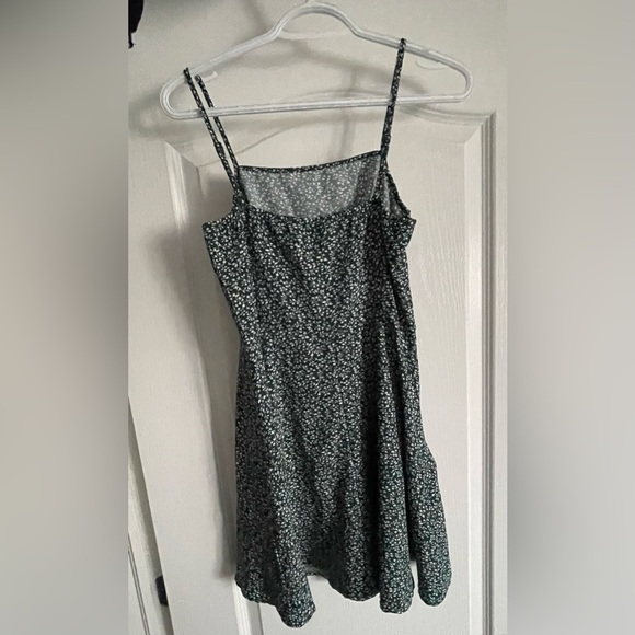 Floral Green Square Neck Cut Dress - Picture 3 of 3
